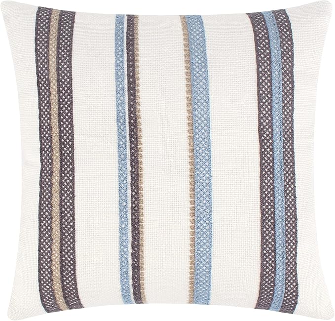 Levtex Home - Tobago - Decorative Pillow (18 x 18in.) - Stiched Stripes - Brown, Taupe and Blue