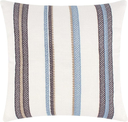 Levtex Home - Tobago - Decorative Pillow (18 x 18in.) - Stiched Stripes - Brown, Taupe and Blue