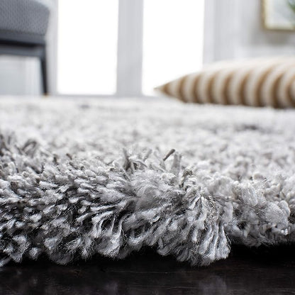 SAFAVIEH Horizon Shag Collection Area Rug - 2' x 17' Runner, Grey/Ivory, Geometric Design, Ideal for High Traffic Areas in Living Room, Bedroom, Dining (HZN890F)