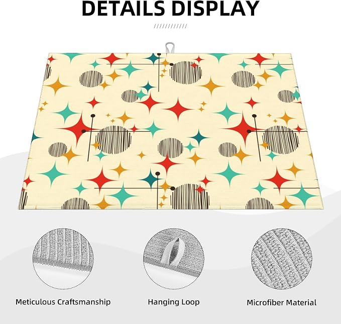 Mid Century Modern Atomic Retro Microfiber Dish Drying Mat - Image 3