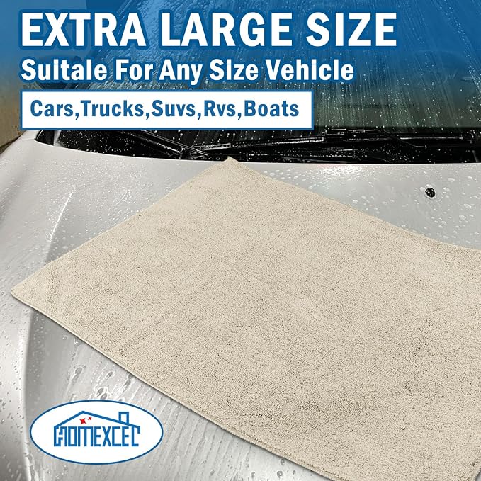 HOMEXCEL Professional Large Microfiber Car Drying Towels 2 Pack, Lint Free - Image 5