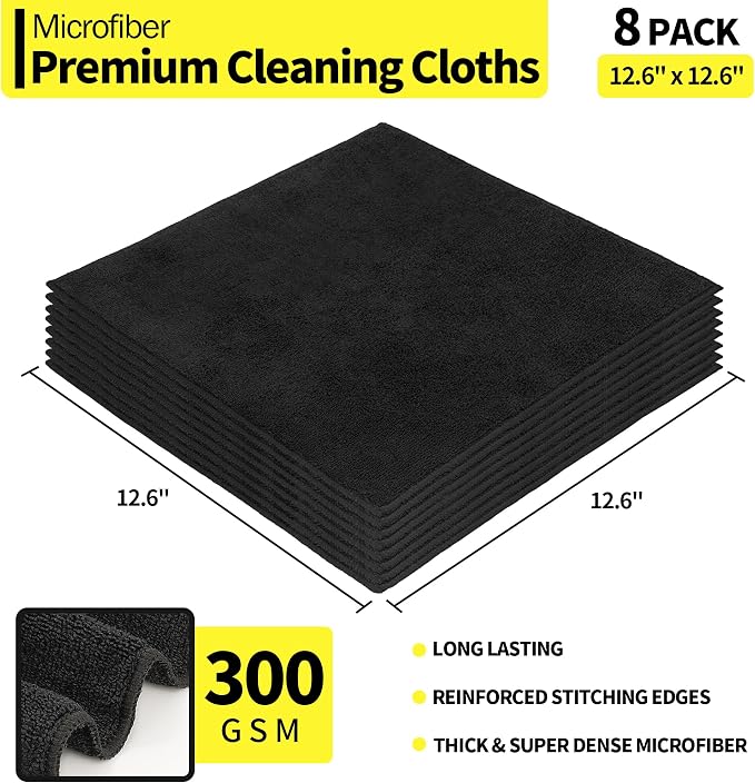 HOMERHYME Microfiber Cleaning Cloth, Premium 8 Pack Cleaning Towels, Lint-Free - Image 2