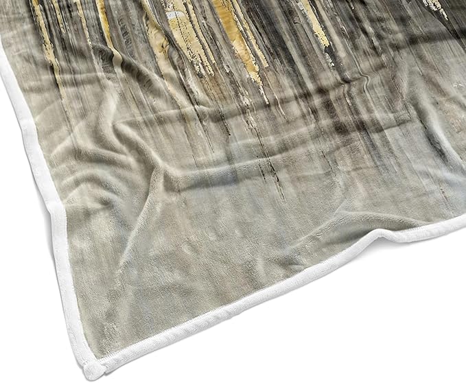 Abstract Throw Blankets, Modern Gray Gold crackNon Cozy Warm Bed Couch Blanket, Stripe Contemporary Abstract Painting White Fleece Flannel Throws to Decorate The Room and Bedroom