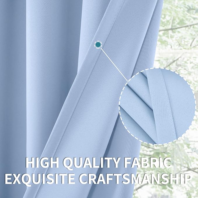 BGment Baby Blue Room Darkening Curtains 84 Inch Length - Image 4