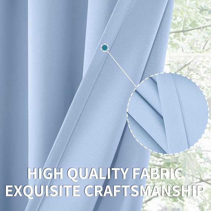 BGment Baby Blue Blackout Curtains 63 Inch Length - Image 4
