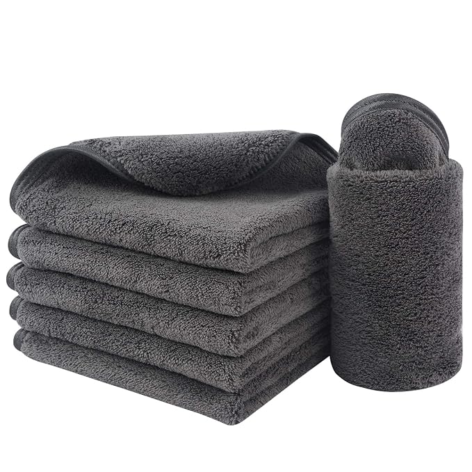SINLAND Absorbent Coral Velvet Washcloth Ultra Soft Microfiber Face Towels 12 x - Image 8