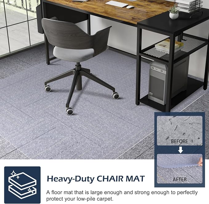 SALLOUS Chair Mat for Carpet, Heavy Duty Vinyl Floor Mat - Image 5