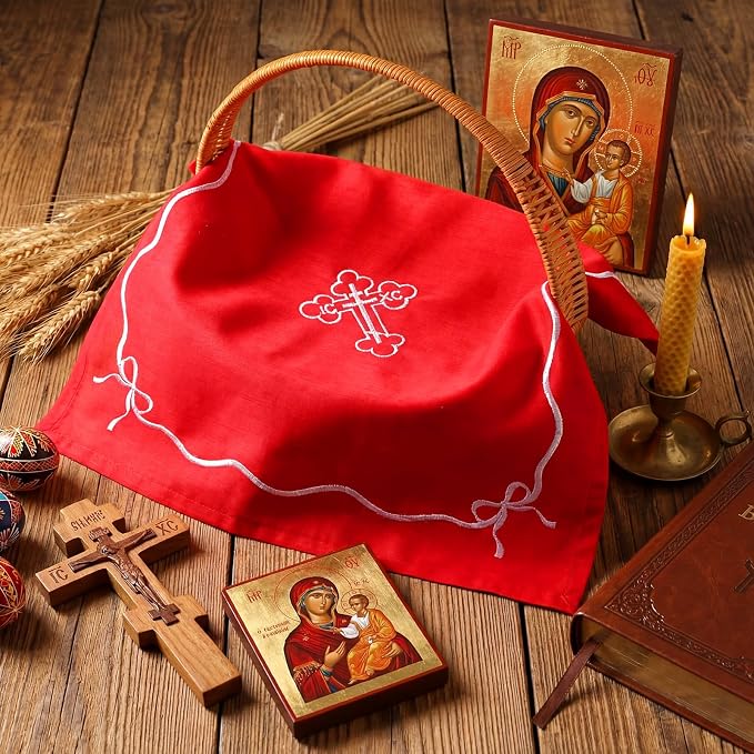 Easter Orthodox Pascha Basket Cover Table Decoration Easter Religious Gift by HunnmingRe