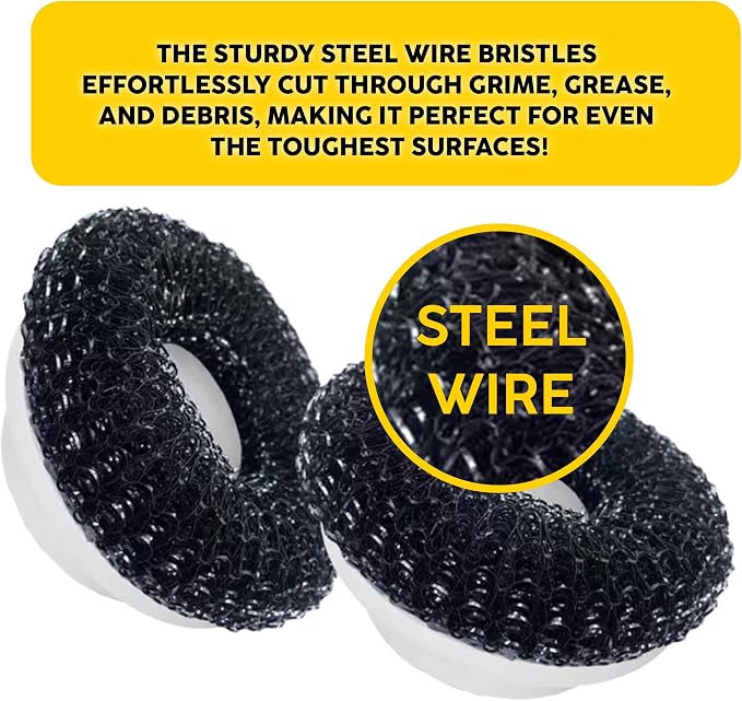 Synoshi Steel Brush Heads for Electric Spin Scrubber | Designed for Heavy-Duty - Image 4