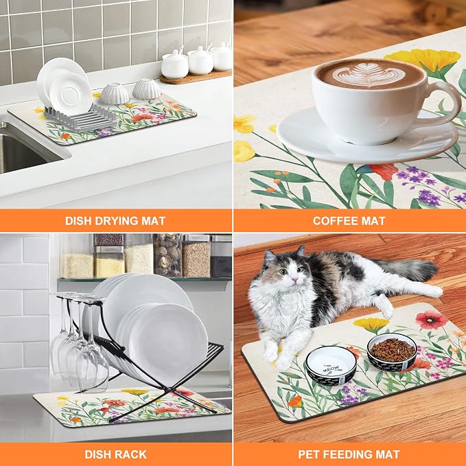 LOKHOM Dish Drying Mat for Kitchen Counter, Dish Drainer Rack Mat for Kitchen - Image 5