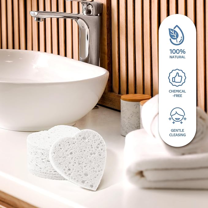 GAINWELL 50-Count Heart Shape Compressed Facial Sponges - Image 7
