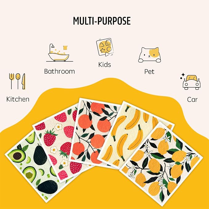 Swedish Dishcloths for Kitchen, Swedish Dish Cloths 5 Pack, Super Absorbent - Image 5