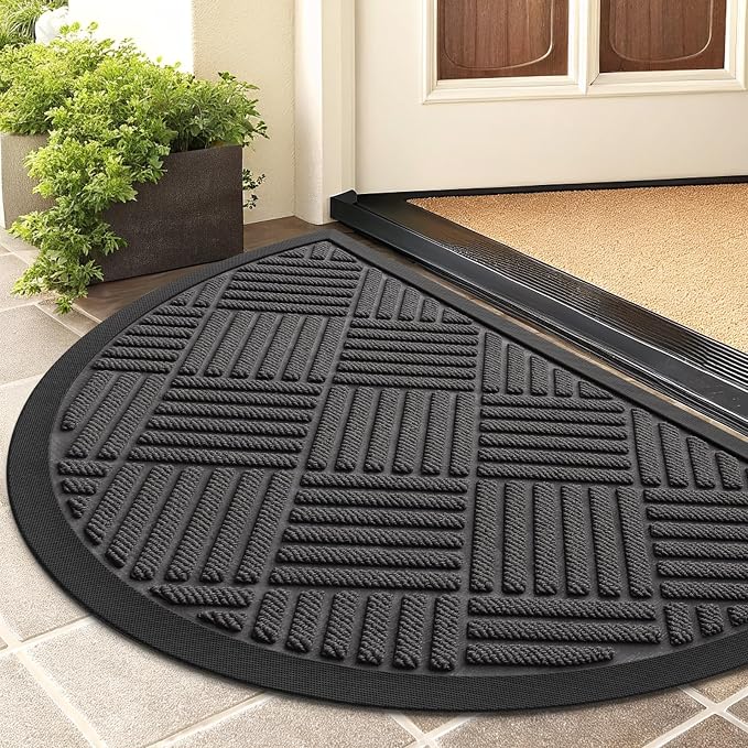 Smiry Half Circle Front Door Mat Outside Entrance, Heavy Duty Outdoor Indoor by Smiry