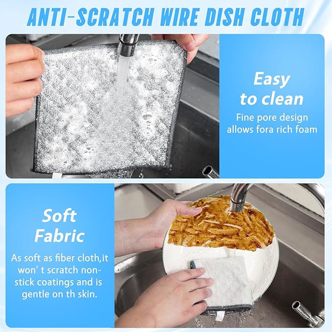 10 PCS Four-Layer Non-Scratch Multipurpose Steel Wire Dishcloths - Image 4