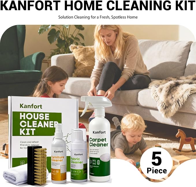 Carpet & Upholstery Cleaner 5-Piece Set, Fast Action Stain Remover - Image 2