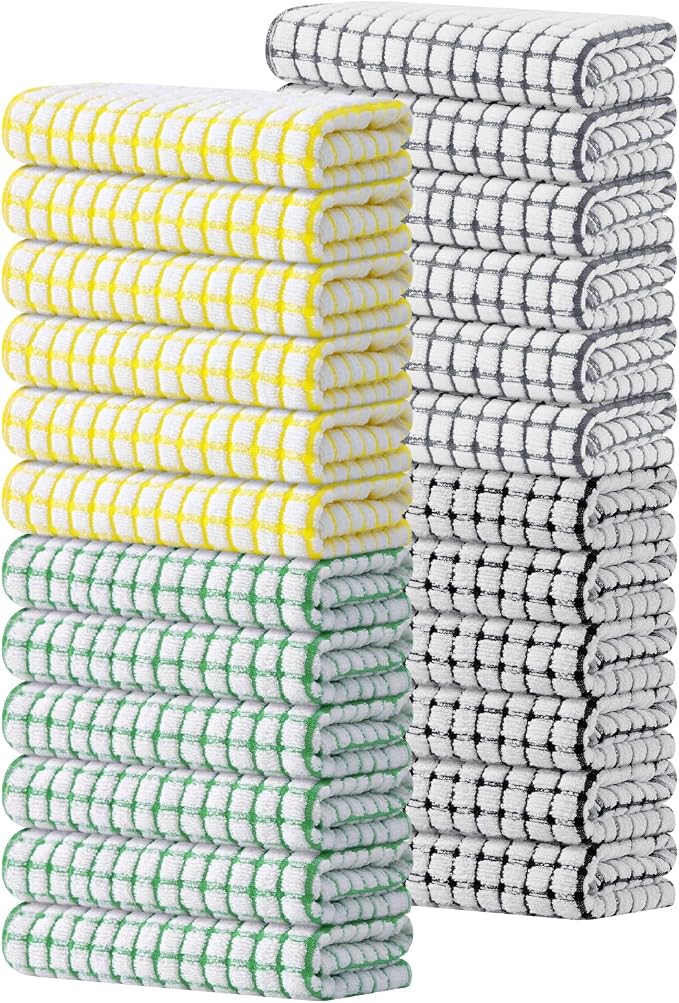Kitinjoy Cotton 24 Pack Terry Kitchen Towels, 16 x 25 Inches Super Soft and by Kitinjoy