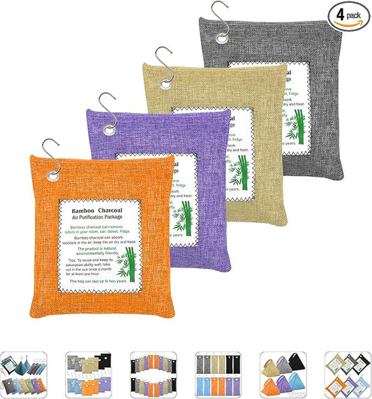 Bamboo Charcoal Bags Odor Absorber 4 Pack×500g Bamboo Charcoal Air Purifying by MYBMHTNB
