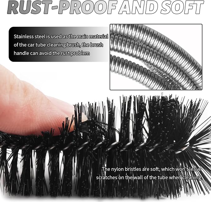 78" Long Flexible Car Drain Cleaning Brush, Stainless Steel/Nylon Pipe Cleaner - Image 5