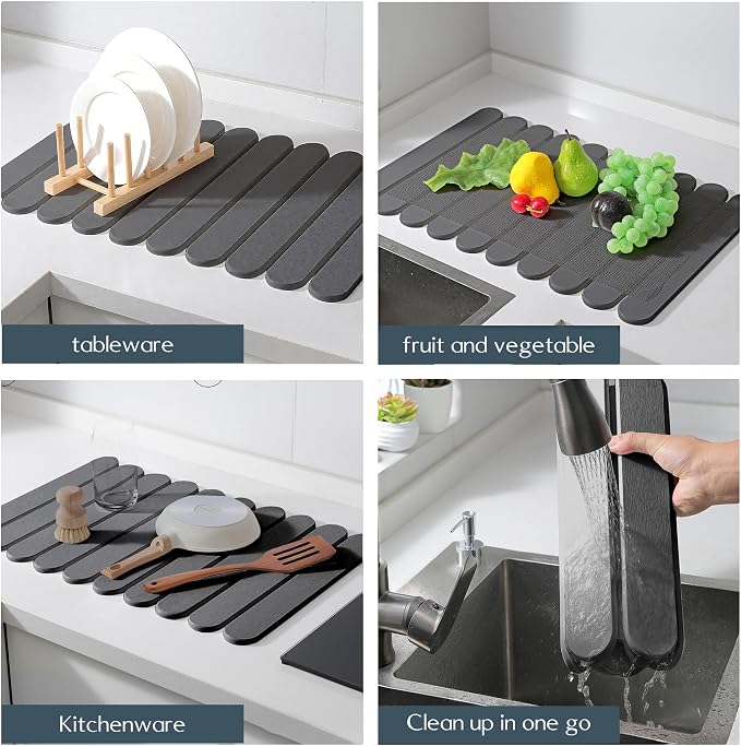 16"×12" Grey Stone Dish Drying Mats - Image 5