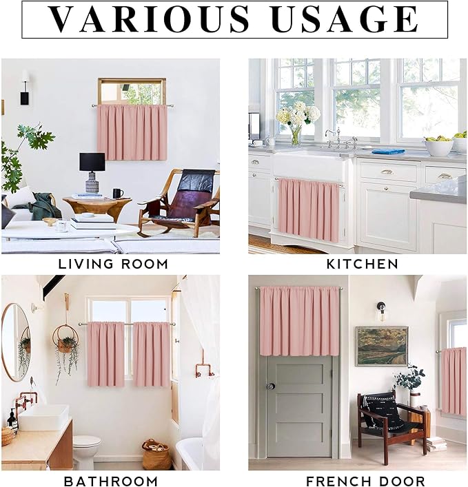 RYB HOME Blackout Curtains for Kitchen, Small Window Curtains Blinds, Thermal - Image 5