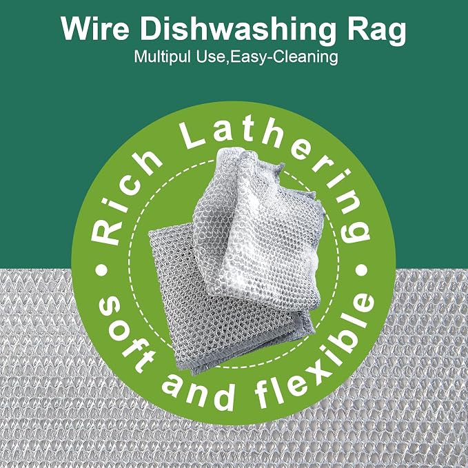 Multipurpose Non Scratch Wire Dishwashing Rags, Cleaning Cloths, 24 Pack - Image 7