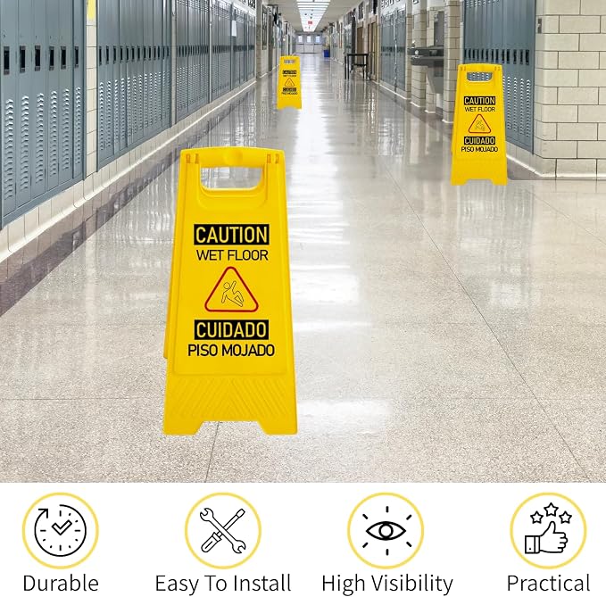 12 Pack A-Frame Caution Wet Floor Safety Signs，Foldable Double Sided Warning - Image 4