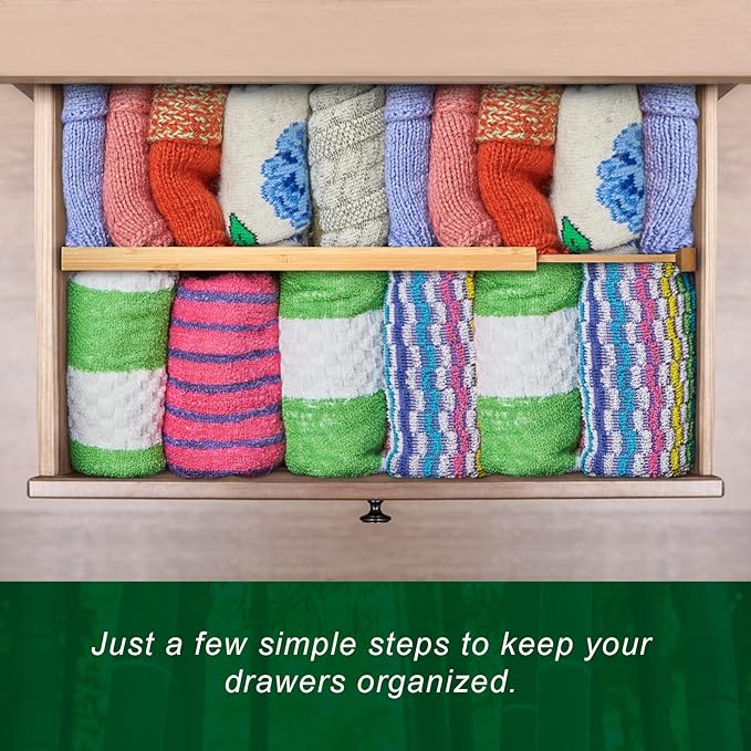 4 Pack Bamboo Drawer Dividers, Adjustable Length from 12 Inch to 17 Inch - Image 4