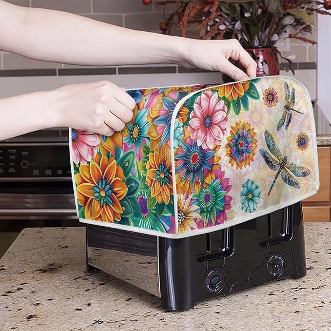 Boho Mandala Floral Blender Cover Washable Kitchen Toaster Cover Dragonfly Bread Maker Coffee Maker Protectiron Covers Size S