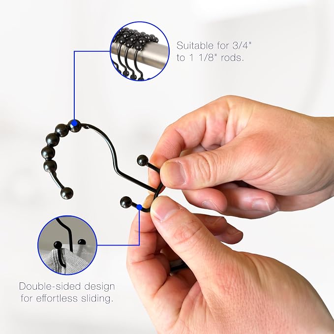 2lbDepot Double Shower Curtain Hooks Rings Premium Rust Resistant Stainless - Image 5