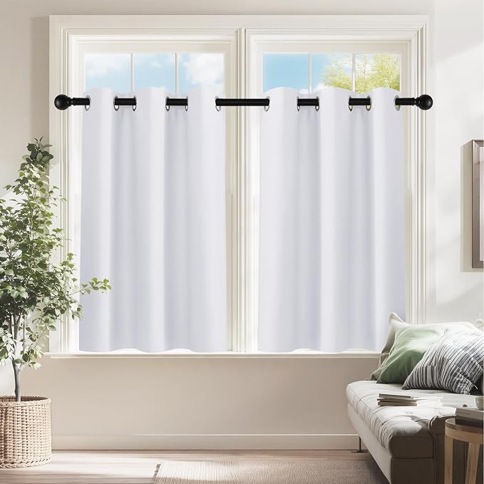 PONY DANCE Room Darkening Window Curtain Tiers, Kitchen/Bathroom/Kids Bedroom by PONYDANCE