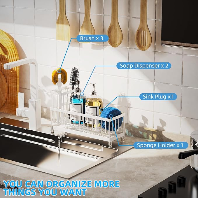 Moforoco Extra Large Kitchen Sink Caddy, Rustproof Sponge Holder - Image 7