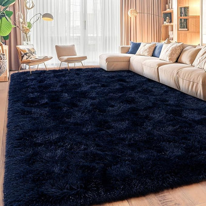 Area Rugs for Living Room, Soft Shaggy Carpets for Living Room, Fuzzy Rugs for Kids' Room, Perfect Decor for Modern Home Navy Blue 6x9 Feet