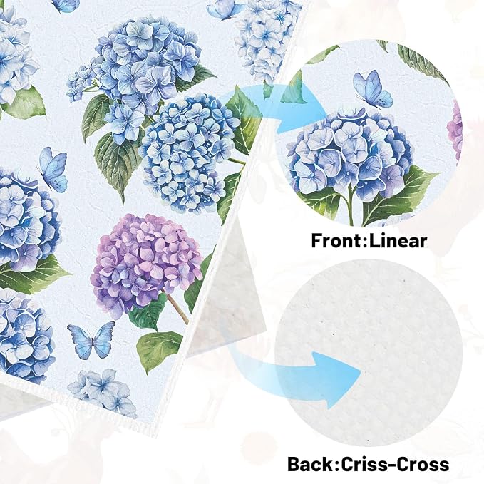 Floral Swedish Dishcloths for Kitchen, 6 Pack Blue Hydrangea Reusable Dish - Image 4