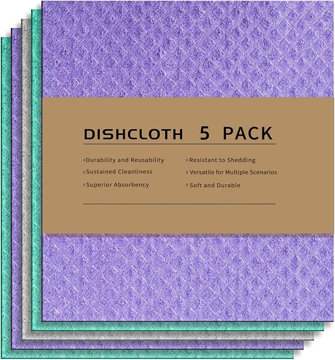 Swedish Dishcloths for Kitchen 5 Pack – Super Absorbent, Eco-Friendly Reusable by LikGuest
