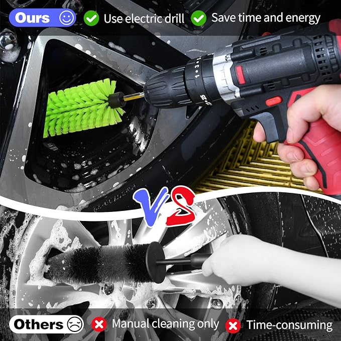 Drill Brush for Car Wheel and Bottle, Highly Dense and Durable Car Cleaning - Image 2
