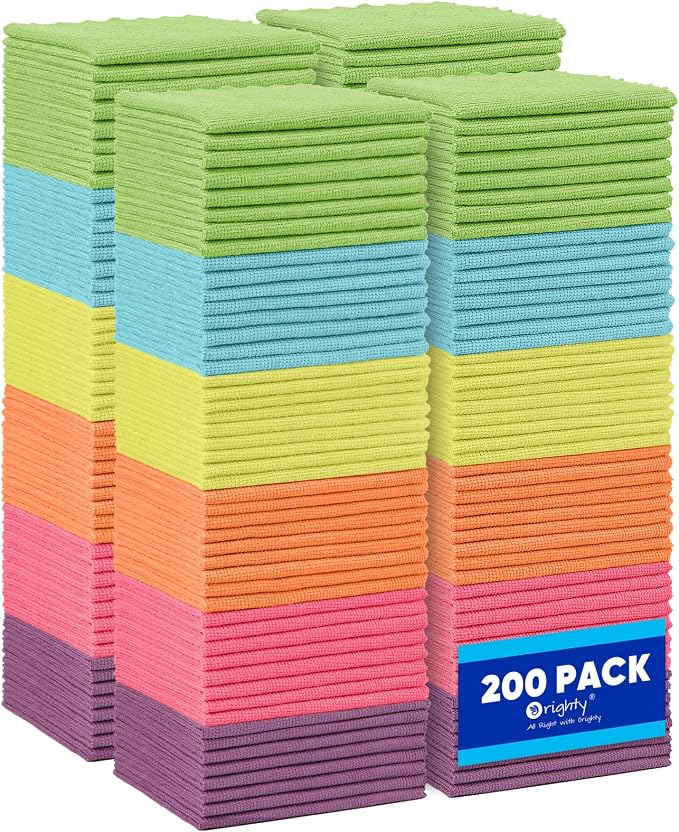 Orighty Microfiber Cleaning Cloth, 200 Pack Highly Absorbent Cleaning Supplies by AllRightinOrighty