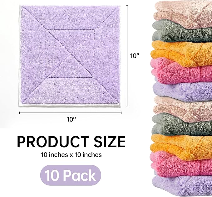 JOYMOOP 10 Pack Microfiber Cleaning Cloth 10” x 10”, Mixed Color Kitchen Towels - Image 6