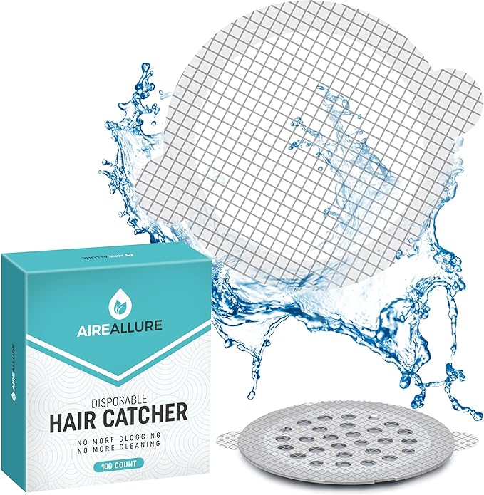 100 Pack Disposable Shower Drain Hair Catcher Mesh Stickers by AireAllure