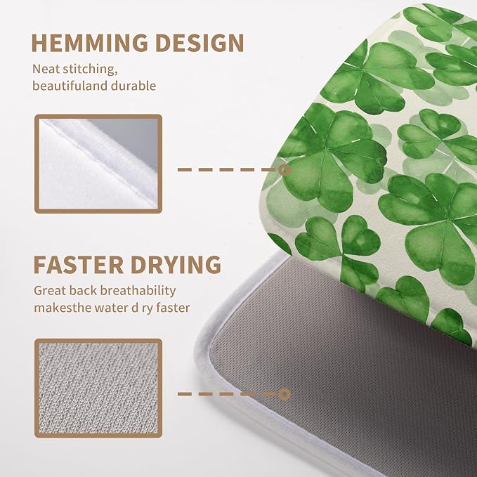 St Patrick's Day Green Clover Drying Mat - Image 4