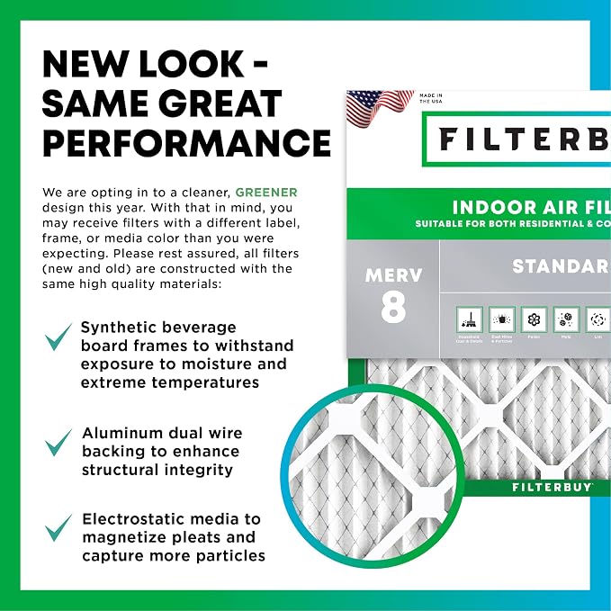 Filterbuy 20x20x2 Air Filter MERV 8 Dust Defense Replacement, Electrostatic - Image 3