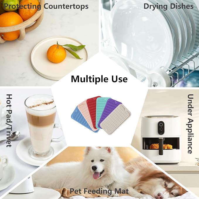 ZLR Silicone Dish Drying Mat for Kitchen Counter, Eco-Friendly Fast Dry Dish Mat - Image 5