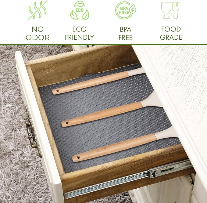 EVALAND 17.7" x 33 FT Non-Slip Shelf Liner, Non-Adhesive, Waterproof Pantry - Image 2