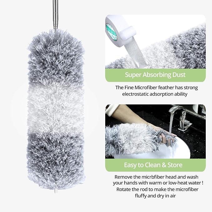 DELUX Microfiber Feather Duster Extendable Duster - Image 5