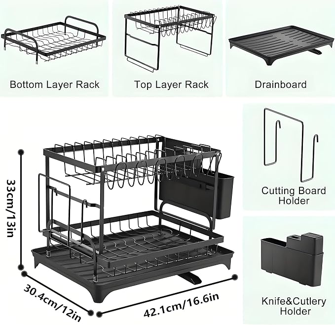 Dish Drying Rack-Dish Rack for Kitchen Counter, 2-Tier Kitchen Organizers and - Image 2