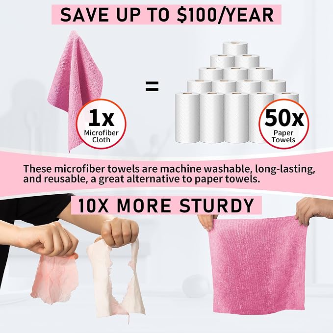 HOMERHYME Microfiber Cleaning Cloth Roll, 75 Pack Tear Away Microfiber Towel - Image 8