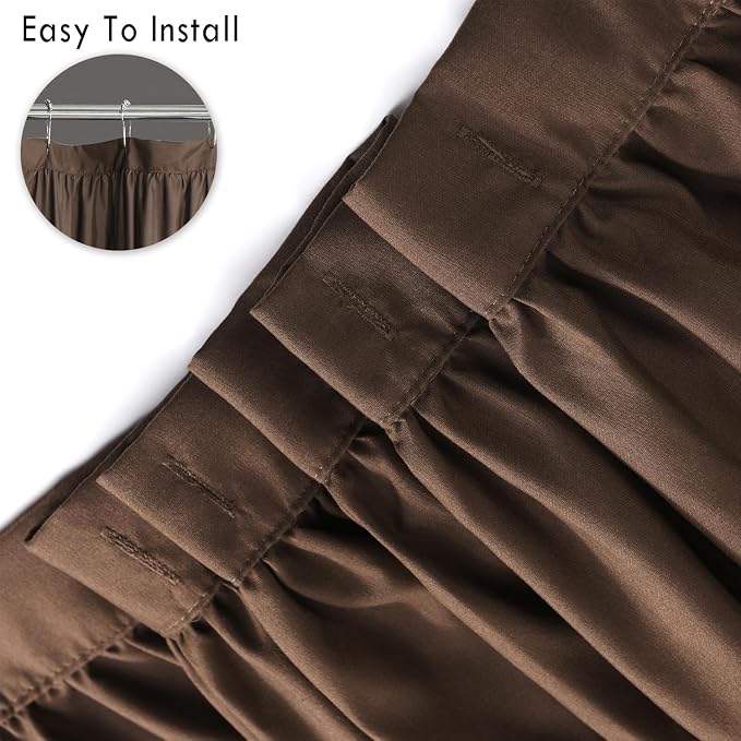 Chocolate Ruffle Shower Curtain, Vintage Handcrafted Bow Tie Bath Curtain - Image 3
