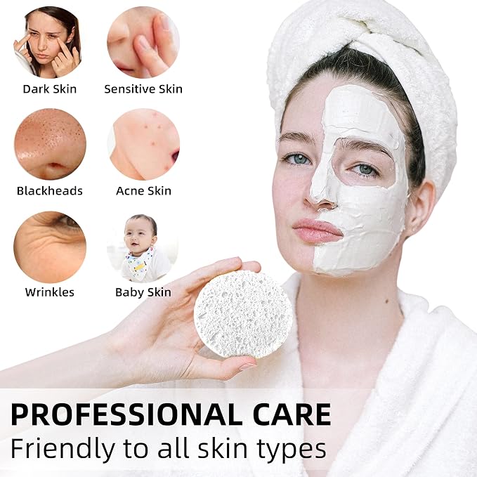60-Count Compressed Facial Sponges|100% Natural Kickleen Cellulose Cosmetic Spa - Image 5