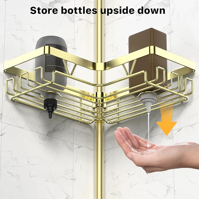 KEGII Corner Gold Shower Caddy Tension Pole - Image 5