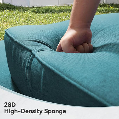 Luxury 6" Outdoor Cushions for Patio Furniture, 24x24x6" Thick Seat Cushion Set of 2, Fade Resistant Couch Chair Replacement Cushions High Density Deep Wicker Chair Cushion w/ Removable Cover, Green