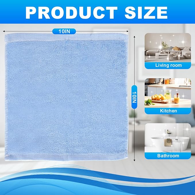 10 Pack Microfiber Wash Cloth, 10x10 Inch Highly Absorbent and Soft Feel - Image 2